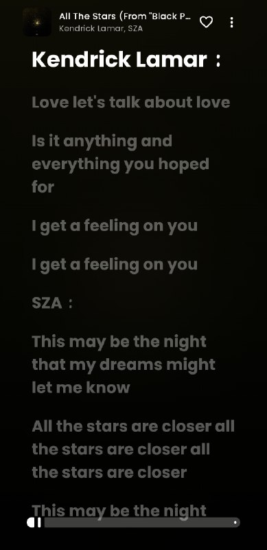 Synced lyrics screen