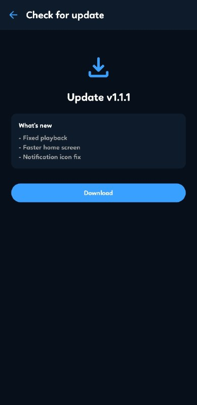 Check for update screen